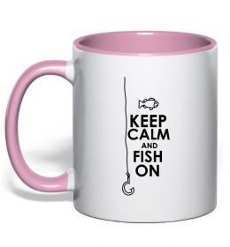 Чашка з кольоровою ручкою Keep calm and fish on