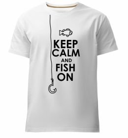 Мужская премиум футболка Keep calm and fish on