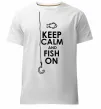 Мужская премиум футболка Keep calm and fish on Белый фото