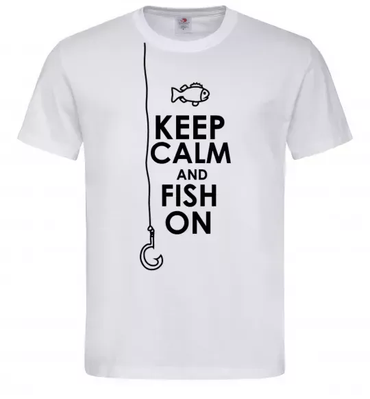 Мужская футболка Keep calm and fish on Белый фото
