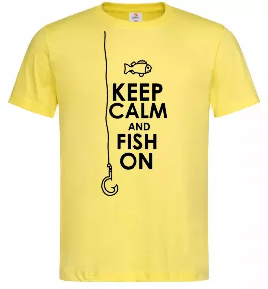 Мужская футболка Keep calm and fish on Лимонный фото