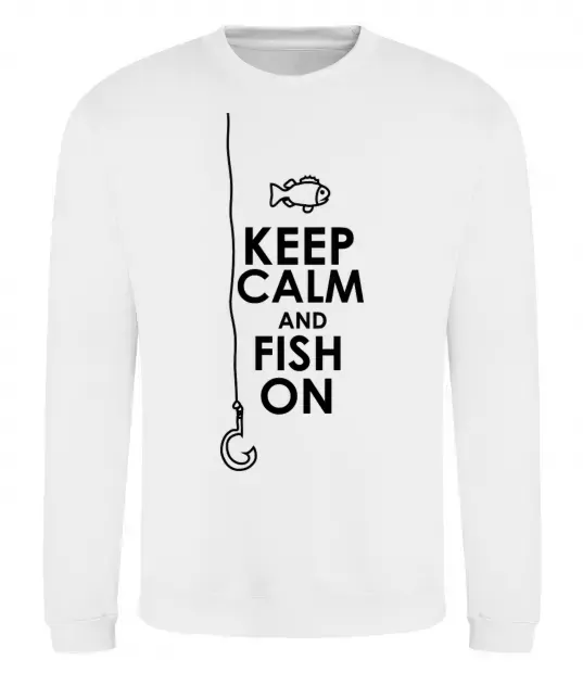 Свитшот Keep calm and fish on Белый фото
