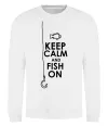 Свитшот Keep calm and fish on Белый фото