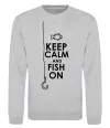 Свитшот Keep calm and fish on Серый меланж фото