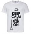 Чоловіча футболка Keep calm and fish on Білий фото