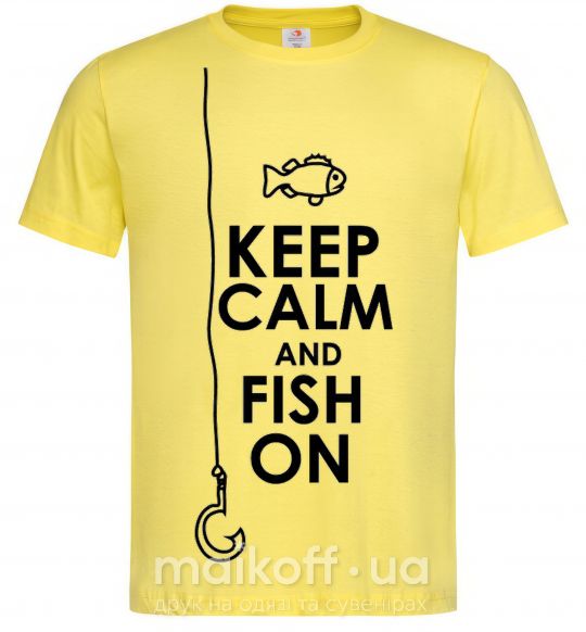 Мужская футболка Keep calm and fish on Лимонный фото