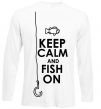 Реглан Keep calm and fish on Белый фото