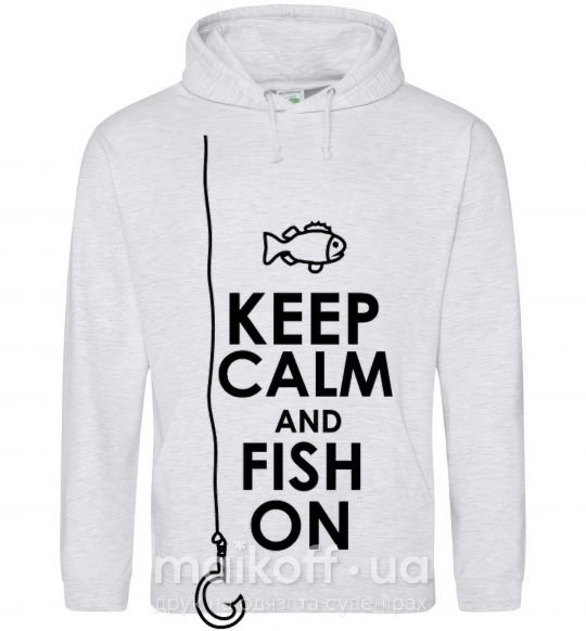 Чоловіча толстовка (худі) Keep calm and fish on Сірий меланж фото