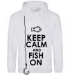 Мужская толстовка (худи) Keep calm and fish on Серый меланж фото