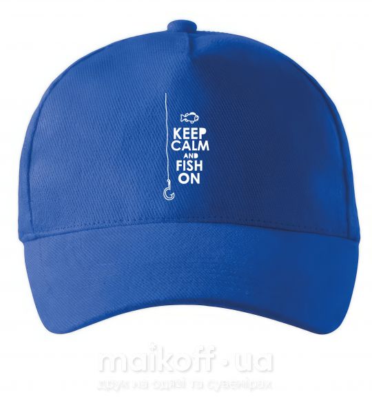 Кепка Keep calm and fish on Ярко-синий фото