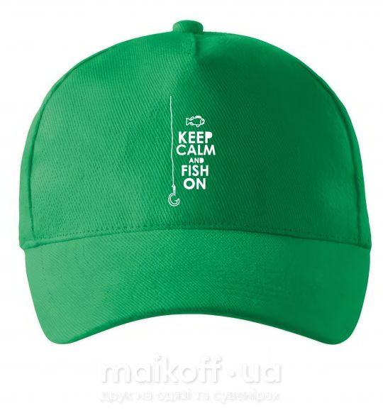 Кепка Keep calm and fish on Зеленый фото