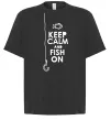 Футболка Оверсайз Keep calm and fish on Черный фото