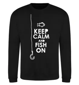 Свитшот Keep calm and fish on Черный фото