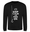 Свитшот Keep calm and fish on Черный фото
