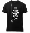 Мужская премиум футболка Keep calm and fish on Черный фото