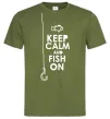 Мужская футболка Keep calm and fish on Оливковый Мужская футболка Keep calm and fish on Оливковый фото