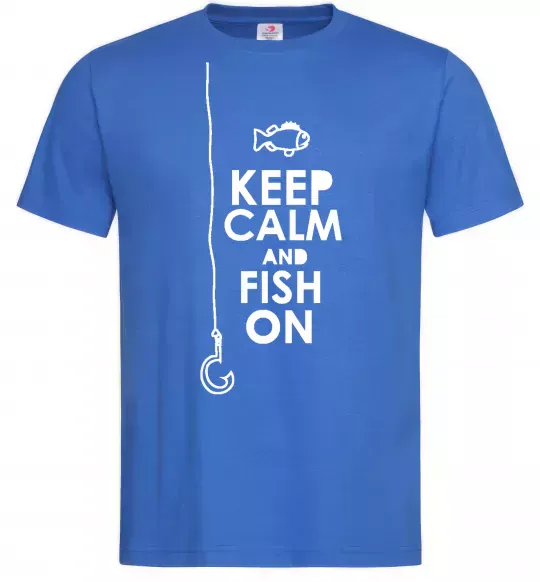 Мужская футболка Keep calm and fish on Ярко-синий фото