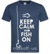 Чоловіча футболка Keep calm and fish on Темно-синій фото