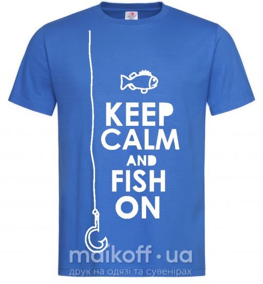 Мужская футболка Keep calm and fish on Ярко-синий фото