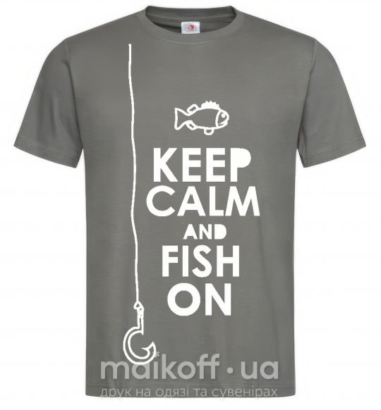 Чоловіча футболка Keep calm and fish on Графіт фото
