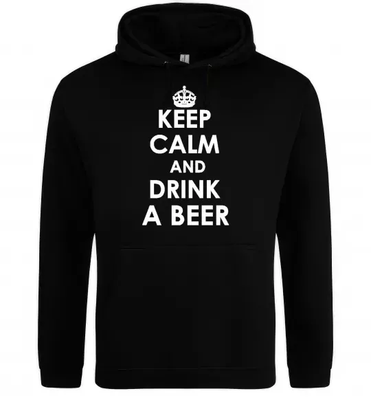 Мужская толстовка (худи) KEEP CALM AND DRINK A BEER Черный фото