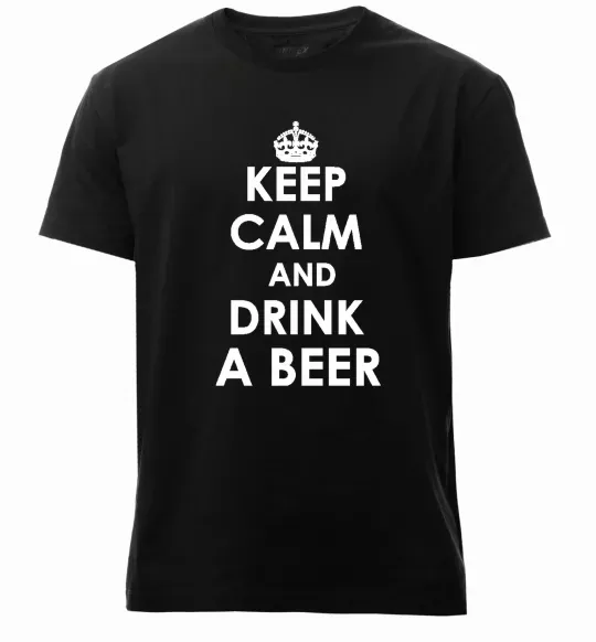 Чоловіча преміум футболка KEEP CALM AND DRINK A BEER Чорний фото