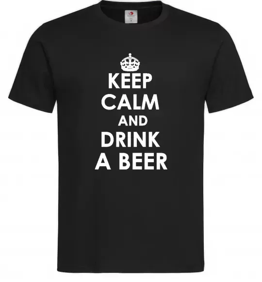 Мужская футболка KEEP CALM AND DRINK A BEER Черный фото