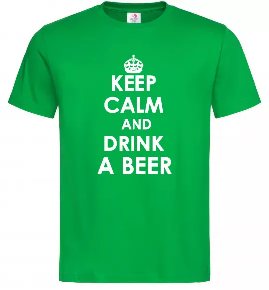 Мужская футболка KEEP CALM AND DRINK A BEER Зеленый фото