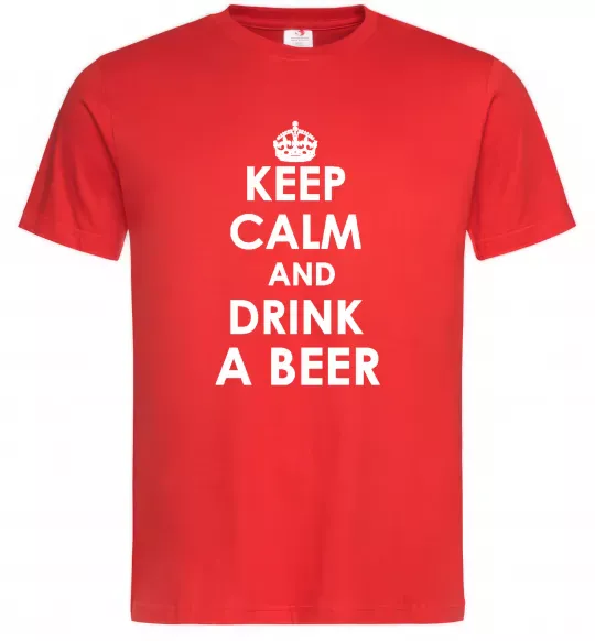 Мужская футболка KEEP CALM AND DRINK A BEER Красный фото