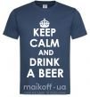 Чоловіча футболка KEEP CALM AND DRINK A BEER Темно-синій фото