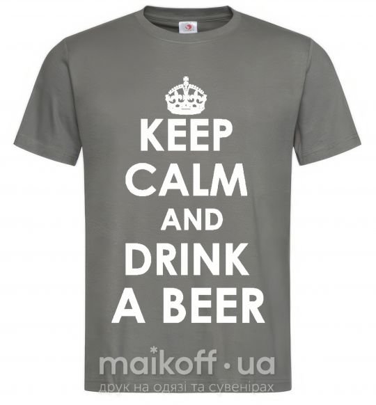 Чоловіча футболка KEEP CALM AND DRINK A BEER Графіт фото