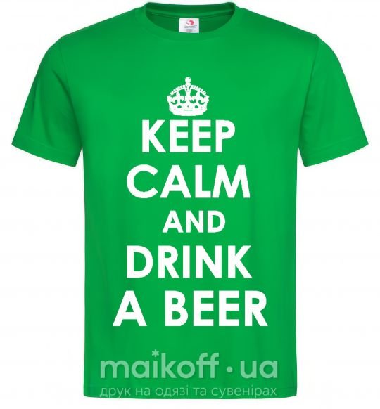 Мужская футболка KEEP CALM AND DRINK A BEER Зеленый фото