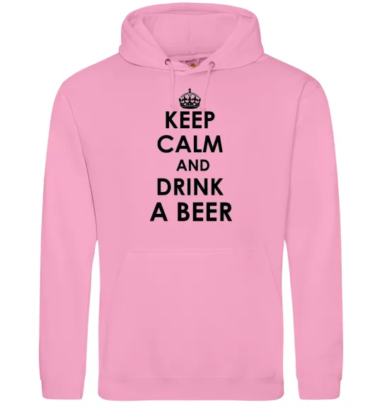 Жіноча толстовка (худі) KEEP CALM AND DRINK A BEER Рожевий фото