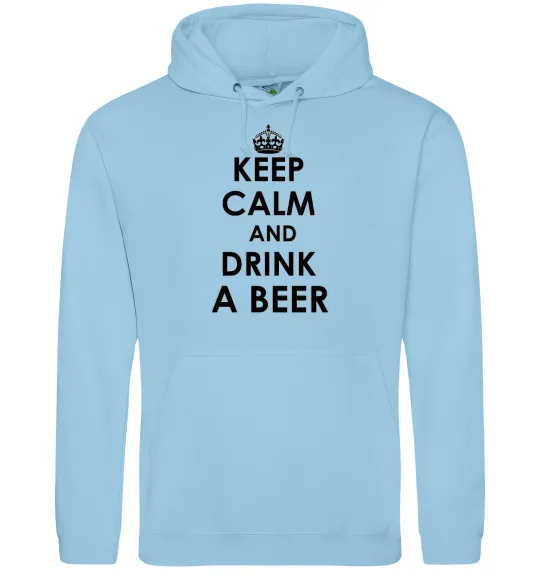 Жіноча толстовка (худі) KEEP CALM AND DRINK A BEER Блакитний фото