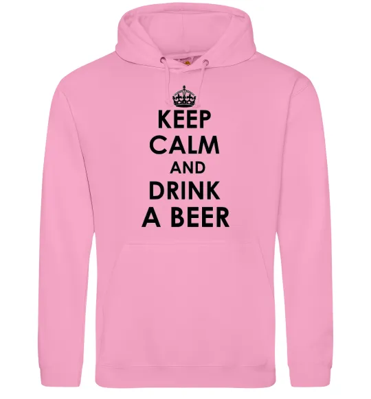 Чоловіча толстовка (худі) KEEP CALM AND DRINK A BEER Рожевий фото