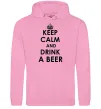 Чоловіча толстовка (худі) KEEP CALM AND DRINK A BEER Рожевий фото