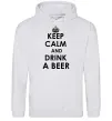 Мужская толстовка (худи) KEEP CALM AND DRINK A BEER Серый меланж фото
