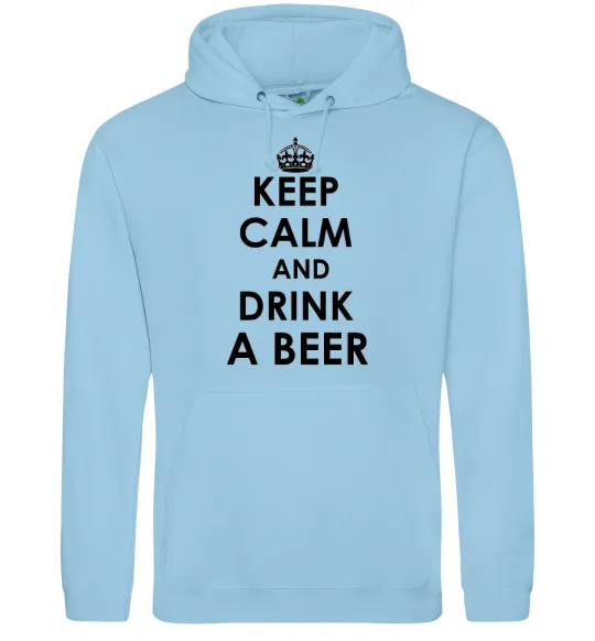 Чоловіча толстовка (худі) KEEP CALM AND DRINK A BEER Блакитний фото
