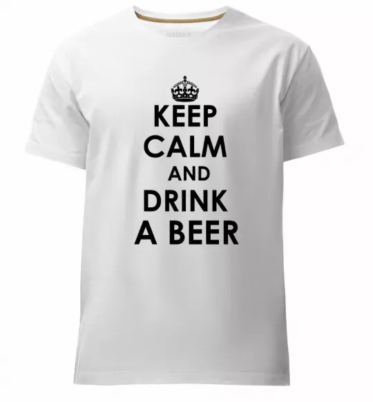 Чоловіча преміум футболка KEEP CALM AND DRINK A BEER Білий фото