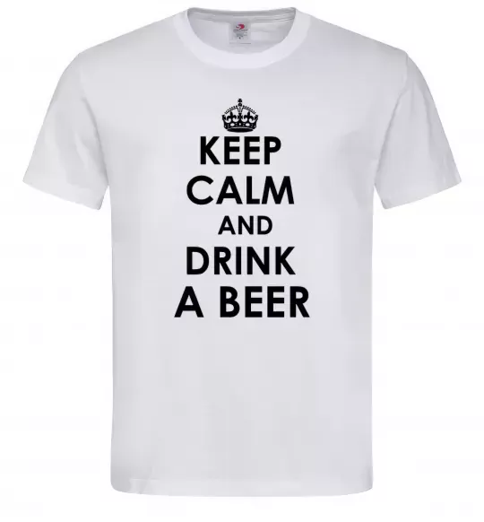 Мужская футболка KEEP CALM AND DRINK A BEER Белый фото