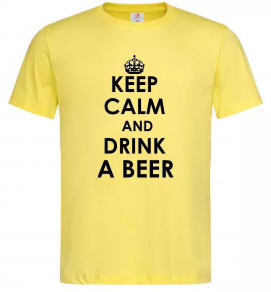 Мужская футболка KEEP CALM AND DRINK A BEER Лимонный фото
