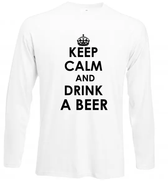 Лонгслив KEEP CALM AND DRINK A BEER Белый фото