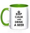 Чашка с цветной ручкой KEEP CALM AND DRINK A BEER Зеленый фото