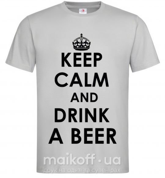 Чоловіча футболка KEEP CALM AND DRINK A BEER Сірий фото