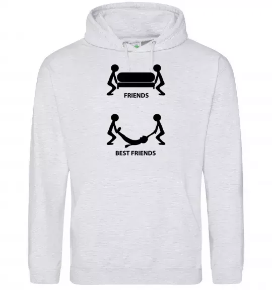 Чоловіча толстовка (худі) BEST FRIEND Сірий меланж фото