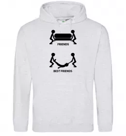 Мужская толстовка (худи) BEST FRIEND Серый меланж фото