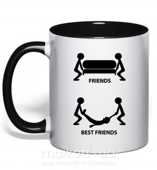 Чашка з кольоровою ручкою BEST FRIEND Чорний фото