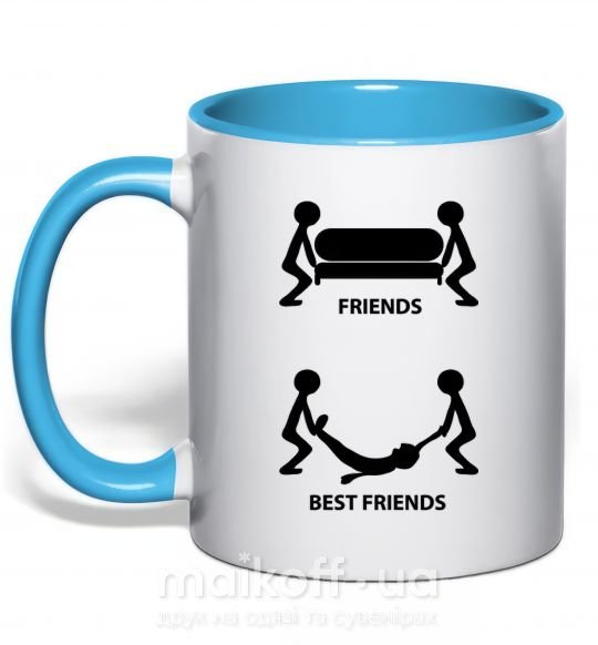 Чашка с цветной ручкой BEST FRIEND Голубой фото
