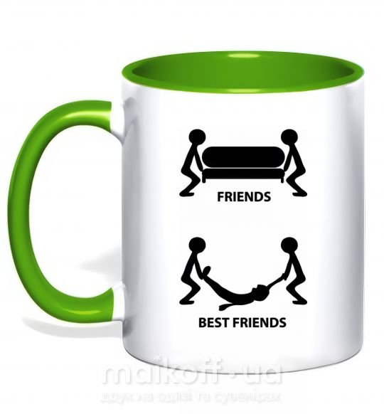 Чашка з кольоровою ручкою BEST FRIEND Зелений фото