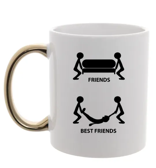 Чашка с цветной ручкой BEST FRIEND Золото фото